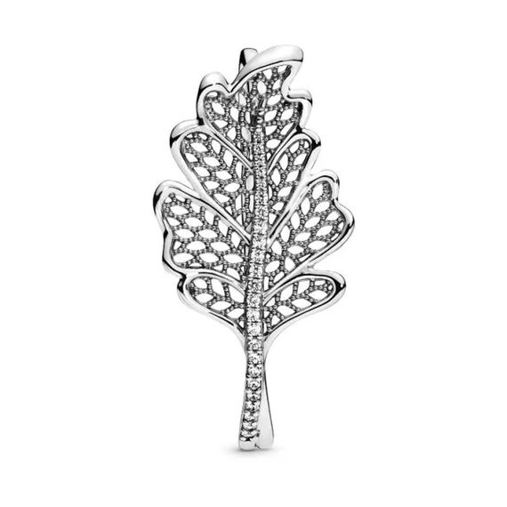 Серебряное кольцо женское с цирконием Листик дуба Pandora, Размер (мм): 15,5, изображение 2