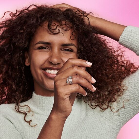 Серебряное кольцо женское с цирконием Pandora ME Pave, изображение 4