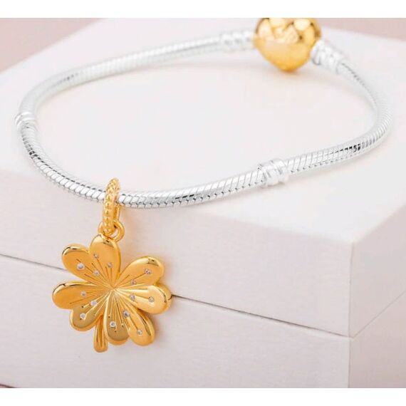 Золотой кулон с кристаллами Клевер Pandora Shine, изображение 3