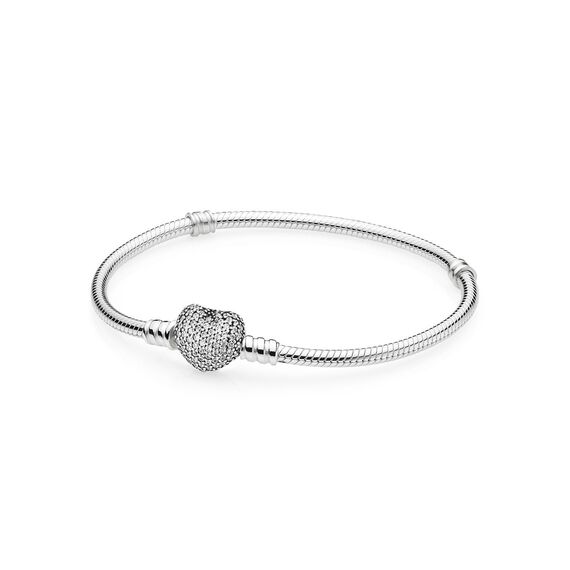 Серебряный браслет с сердечком и фианитами Pandora Moments, Размер (мм): 180