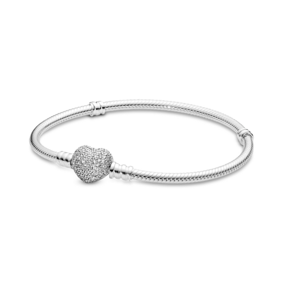 Серебряный браслет с сердечком и фианитами Pandora Moments, Размер (мм): 230