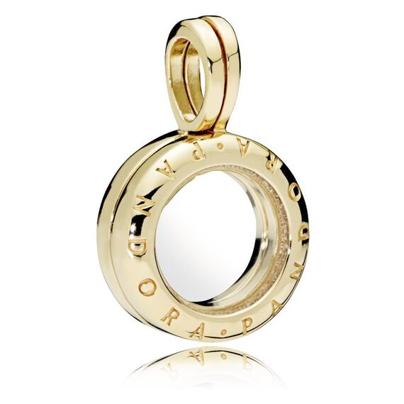 Золотая подвеска с сапфировым стеклом Pandora Shine