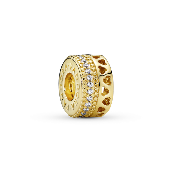 Золотая подвеска с фианитами для браслетов Pandora Shine Moments