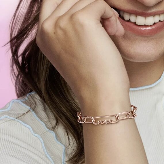 Женская подвеска линк с золотом для браслетов Peace Pandora ME, изображение 4