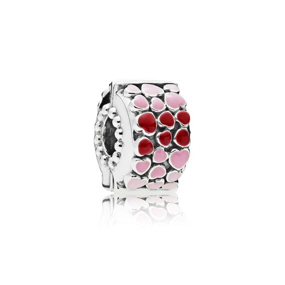 Серебряный шарм для браслетов с сердцем розовый Pandora Moments