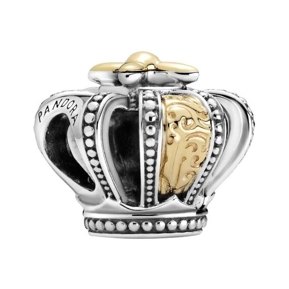 Серебряный шарм с золотом Королевская корона Pandora