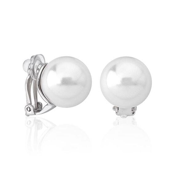 Серебряные серьги клипсы с органическим жемчугом Majorica Lyra