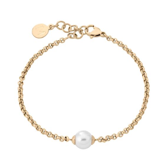 Золотой браслет женский на руку с жемчугом Majorica Modern Metals