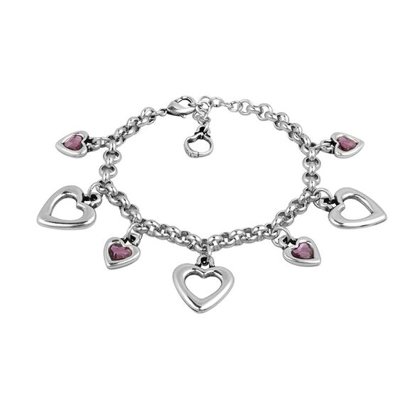 Серебряный браслет с подвесками сердечками Ciclon Amores