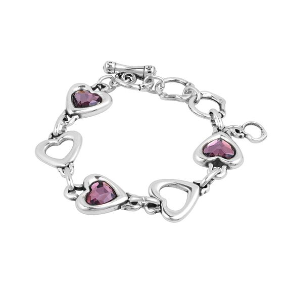 Серебряный браслет с сердечками мультиколор Ciclon Corazonado