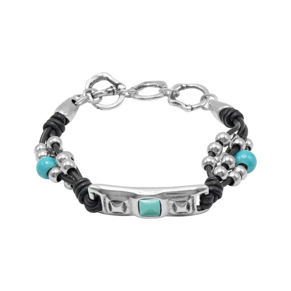 Кожаный браслет с серебром и муранским стеклом Ciclon Mini Stile