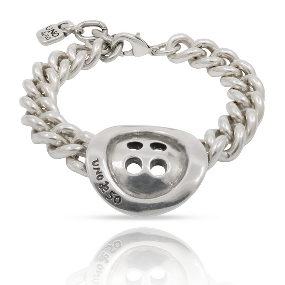Серебряный браслет цепь на руку UNOde50 My true button