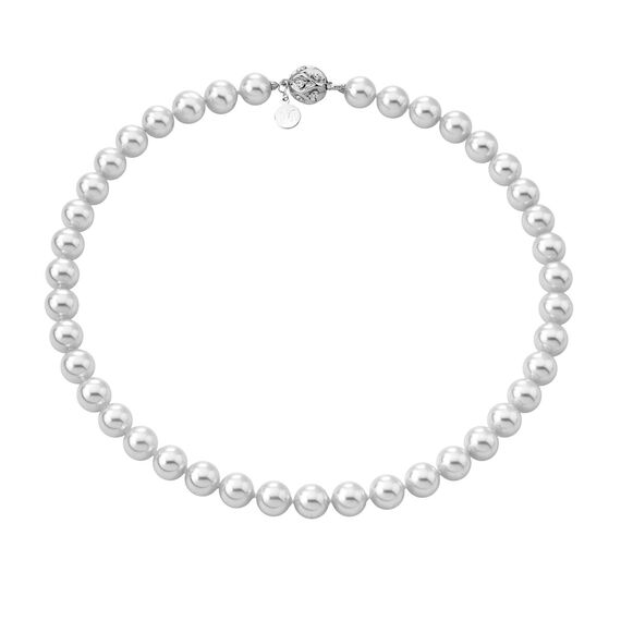 Серебряное колье из белого жемчуга Majorica Classic