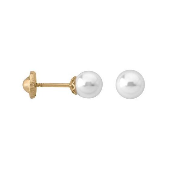 Золотые серьги с белым жемчугом Majorica Gold Sparkle