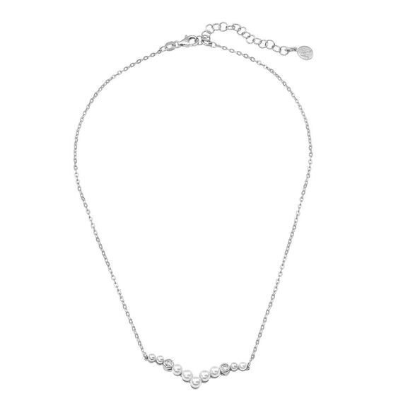 Серебряное колье с жемчугом и фианитами Majorica Arabesque