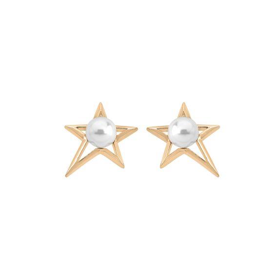Золотые серьги пусеты с жемчугом Majorica Rock Star