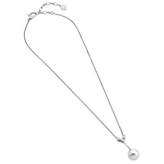 Серебряное колье с подвеской из белого жемчуга и фианитами Majorica Classic