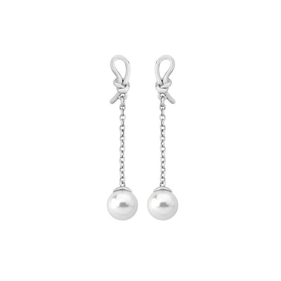 Серебряные серьги с жемчугом длинные Majorica Fine Silver