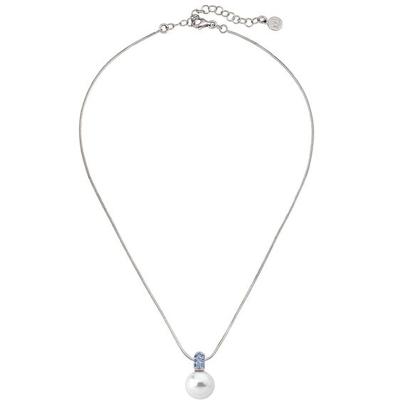 Серебряное колье с подвеской из белого жемчуга и фианитами Majorica Exquisite