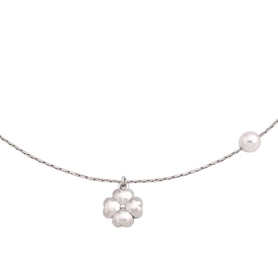 Серебряное колье с подвеской из белого жемчуга Majorica Angel