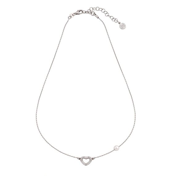 Серебряное колье с сердцем и жемчугом Majorica Angel