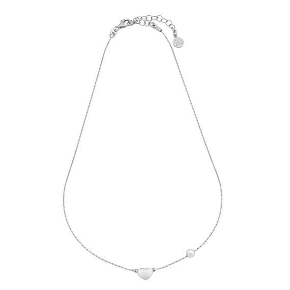 Серебряное колье с сердцем и жемчугом Majorica Angel