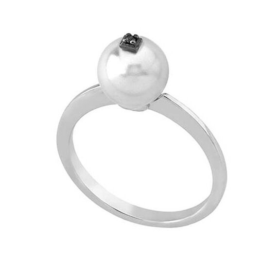 Серебряное кольцо женское с жемчугом DIAMOND Majorica, Размер (мм): 16,85