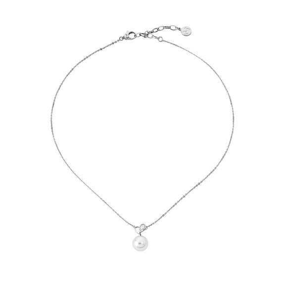Серебряное колье с подвеской из белого жемчуга и фианитами Majorica Classic