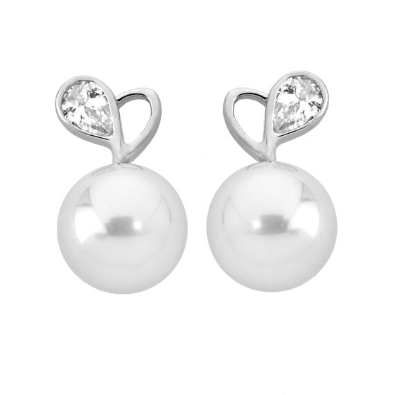 Серебряные серьги с жемчугом и фианитами Majorica Classic