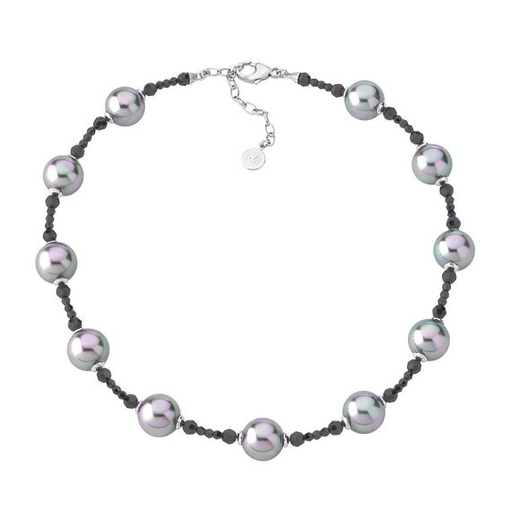 Серебряное колье из круглого жемчуга и гематита Majorica Black Label