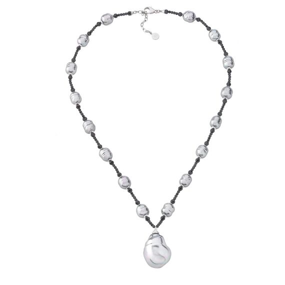 Серебряное колье из барочного жемчуга и гематита Majorica Black Label