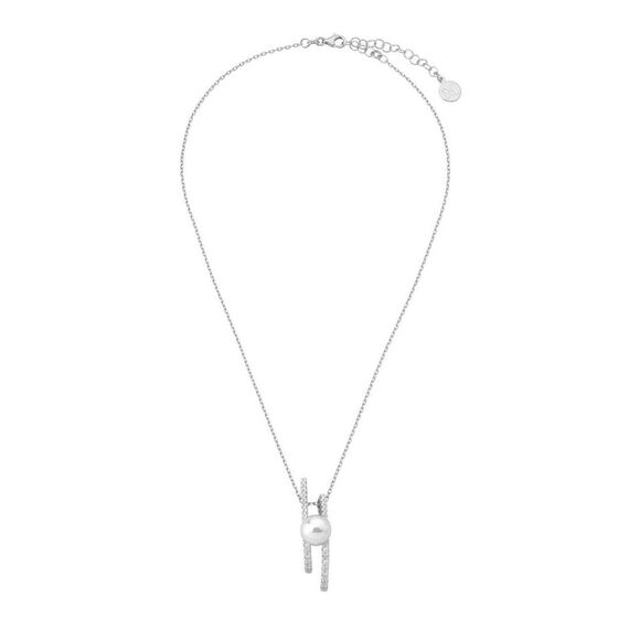 Серебряное колье с жемчугом и фианитами Majorica Fine Silver