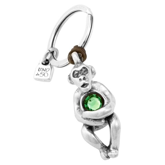 Брелок для ключей в виде обезьянки, обнимающей зеленый кристалл SWAROVSKI UNOde50 Treasure robber