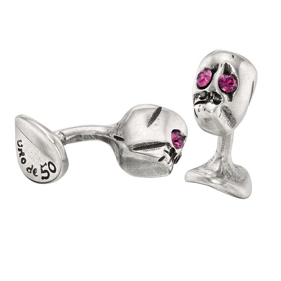 Запонки мужские серебряные с кристаллами Swarovski UNOde50 REDRUM