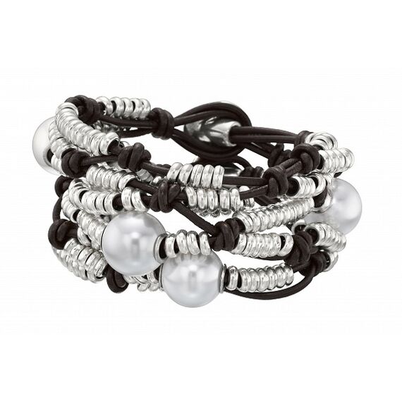Кожаный браслет женский с жемчугом UNOde50 Desert Pearls