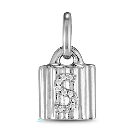 Подвеска серебряная замок с буквой из кристаллов Swarovski UNOde50 MYPADLOCK S