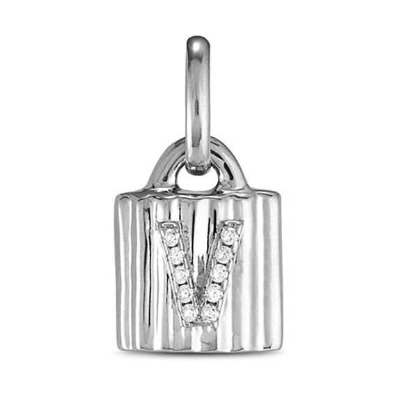 Подвеска серебряная замок с буквой из кристаллов Swarovski UNOde50 MYPADLOCK V