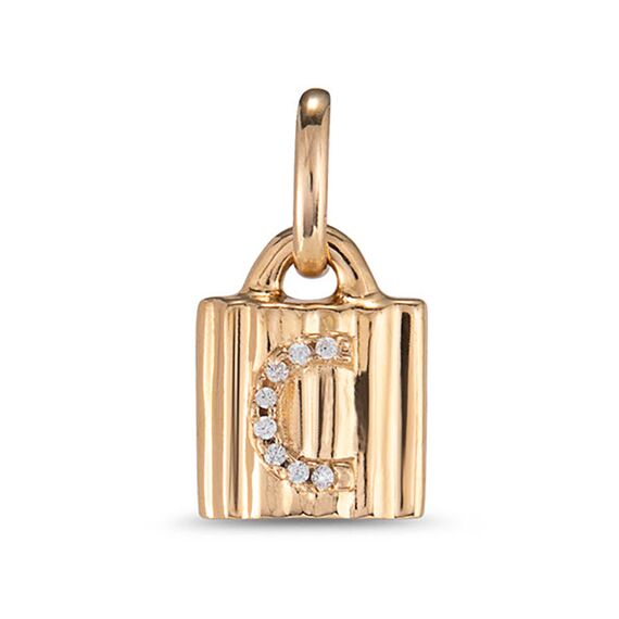 Подвеска золотая замок с буквой из кристаллов Swarovski UNOde50 MYPADLOCK C