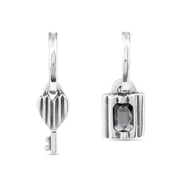 Серебряные серьги  ключик и замок с кристаллом Swarovski UNOde50 Magic key