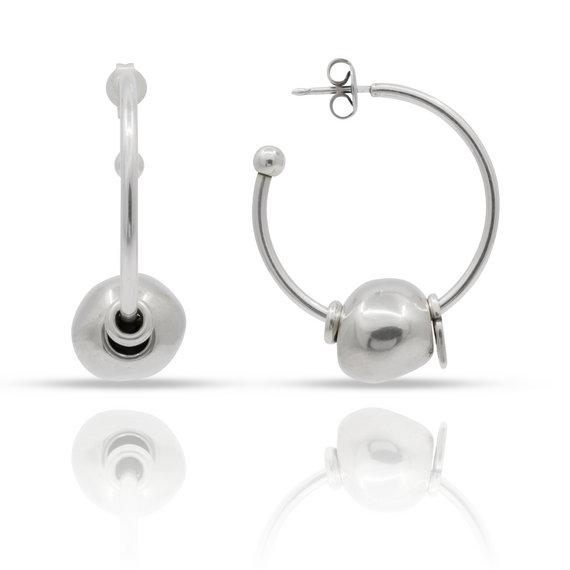 Серебряные серьги женские конго с крупной бусиной UNOde50 Magnetized
