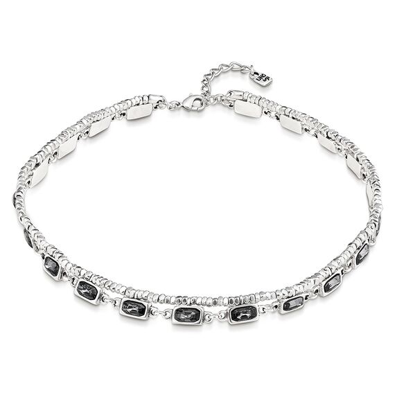 Серебряное колье женское из темно-серых  кристаллов Swarovski UNOde50 Асклепий.