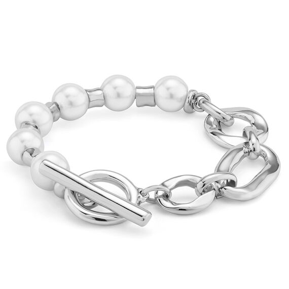 Серебряный браслет с комбинированными звеньями UNOde50 Pearl & Match, Размер (мм): 165