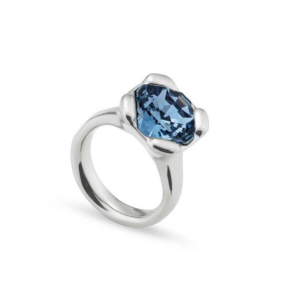 Серебряное кольцо женское с кристаллом Сваровски UNOde50 Rock n´blue, Размер (мм): 18,3-18,7