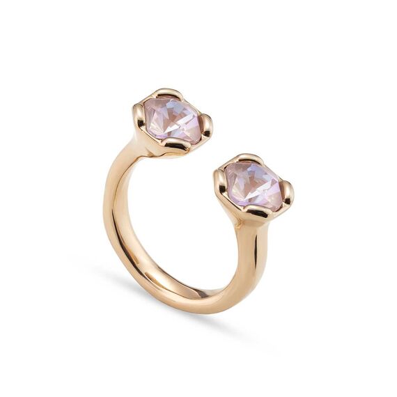 Золотое кольцо женское с кристаллами Сваровски UNOde50 Aura Pink, Размер (мм): 17,3-17,7