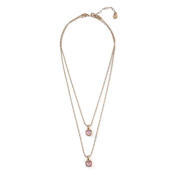 Женское ожерелье двойное с золотом и кристаллами Сваровски UNOde50 Aura Pink