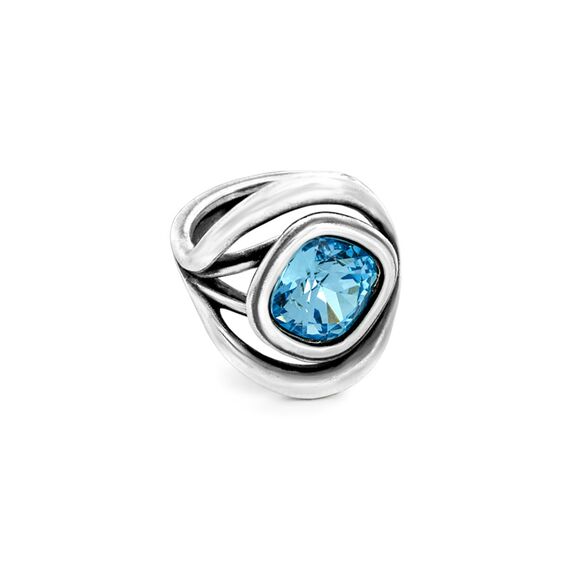 Серебряное кольцо женское с кристаллом Сваровски голубой Ciclon Emo Aura