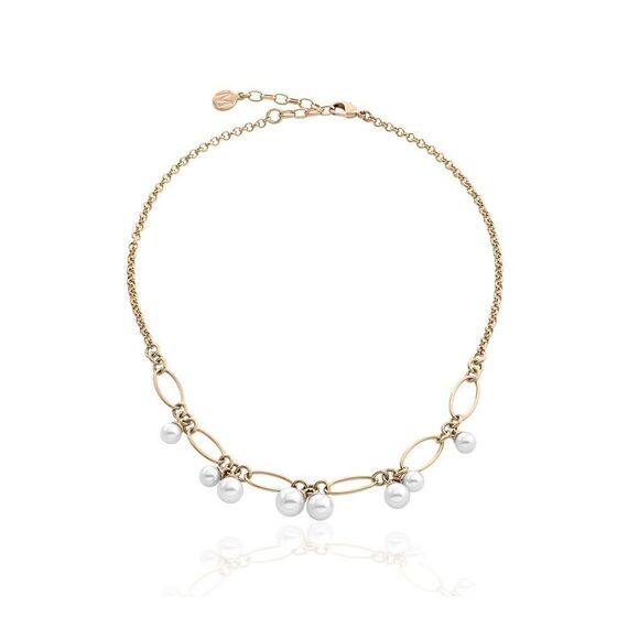 Золотое колье с подвесками из жемчуга Majorica Modern Metals