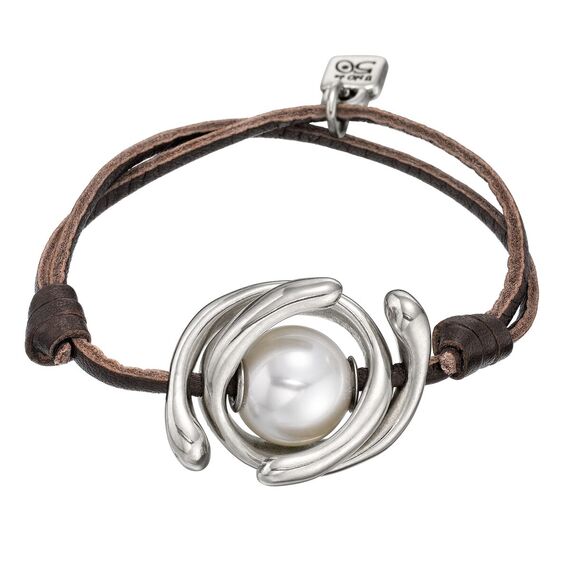 Кожаный браслет женский с жемчугом UNOde50 Pearlting