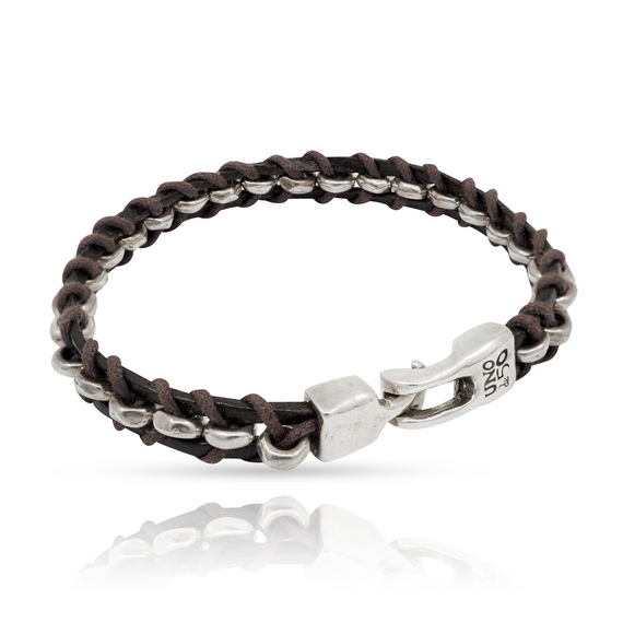 Кожаный браслет мужской с серебром Аутентичный UNOde50 Authentic, Размер (мм): 165, изображение 3