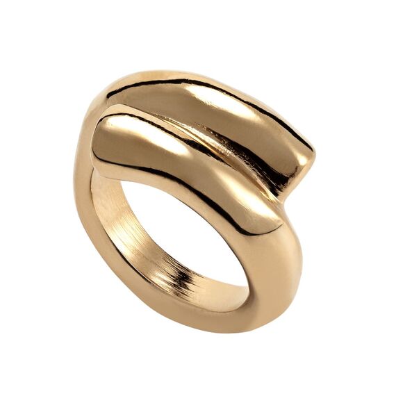 Золотое кольцо женское в виде двух заполненных трубок UNOde50 Crossed legs, Размер (мм): 19,1-19,5, изображение 2